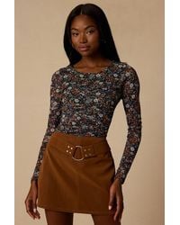 Lulus - Everyday Luck Floral Print Ruched Long Sleeve Bodysuit - Lyst