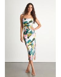 Lulus - Midiana Multi Abstract Floral Tie-Back Midi Dress - Lyst