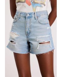 Levi's - Ribcage Light Wash Distressed High-Rise Denim Shorts - Lyst