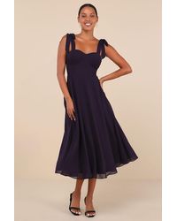 Lulus - Sophisticated Charisma Tie-Strap A-Line Midi Dress - Lyst