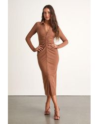 Lulus - A Little Prep Bodycon Midi Dress - Lyst
