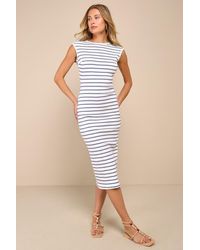 Lulus - Chic Existence Striped Backless Midi Dress - Lyst