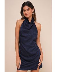Lulus - Simply A Stunner Jacquard Cowl Backless Mini Dress - Lyst
