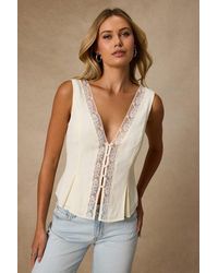 Lulus - Mindy Lace Button-Front Tank Top - Lyst