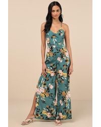 Lulus - Beautiful Blooms Floral Print Wide-Leg Jumpsuit - Lyst