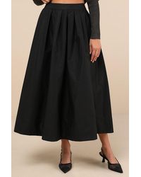 Astr - Katarina Pleated Cotton Midi Skirt - Lyst