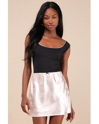 Lulus - Darling Moves Satin Jacquard Mini Skirt - Lyst