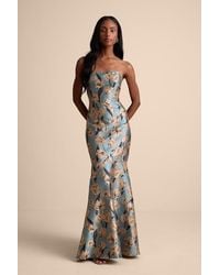 Lulus - Gowning Around Floral Jacquard Strapless Maxi Dress - Lyst