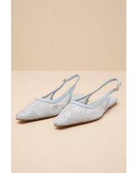 Lulus - Cepheus Baby Mesh Embroidered Slingback Flats - Lyst