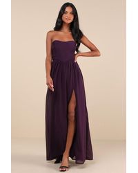 Lulus - Luxe Favorite Dark Strapless Ruched Maxi Dress - Lyst