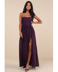 Lulus - Luxe Favorite Dark Strapless Ruched Maxi Dress - Lyst