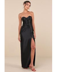 Lulus - Luxe Sweetie Taffeta Belted Strapless Maxi Dress - Lyst