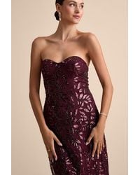 Lulus - Beyza Sequin Beaded Strapless Midi Dress - Lyst