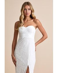 Lulus - Exquisite Velvet Burnout Strapless Maxi Dress - Lyst