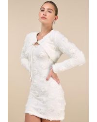 Lulus - Dream Charisma Eyelash Knit Rosette Shrug Midi Dress Set - Lyst