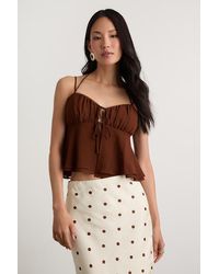 Lulus - Yasha Tie-Front Babydoll Cami Top - Lyst