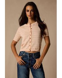 Lulus - Reni Pointelle Knit Short Sleeve Cardigan - Lyst