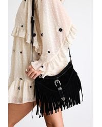 Lulus - Dutton Suede Fringe Shoulder Bag - Lyst