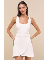 Lulus - Merima Denim Wrap Mini Dress - Lyst