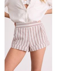 Lulus - Ambrea Multi Striped Linen High-Rise Shorts - Lyst