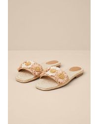 Seychelles - Botanical Gardens Vanilla Floral Raffia Slide Sandals - Lyst