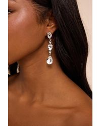 Lulus - Rowan Rhinestone Drop Earrings - Lyst