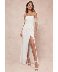 Lulus - Profound Glamour Pearl Off-The-Shoulder Tulip Maxi Dress - Lyst