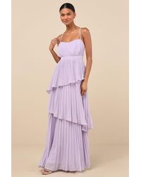 Lulus - Jehona Pleated Tiered Maxi Dress - Lyst