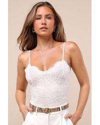 Lulus - Midnight Romance Lace Bodysuit - Lyst