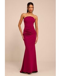 Lulus - Laney Dark Strapless Corset Maxi Dress - Lyst