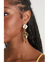 Lulus - Coralie Textured Linked Drop Earrings - Lyst