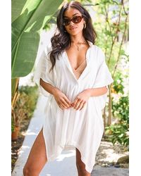 Lulus - Pacific Tides Striped Button-Up Swim Cover-Up Top - Lyst