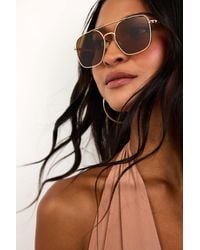 Lulus - High Flyer Aviator Sunglasses - Lyst
