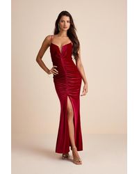 Lulus - Stunning Invitation Velvet Ruched Sleeveless Maxi Dress - Lyst