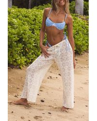 Lulus - Oliwa Cream Crochet Lace Swim Cover-Up Pants - Lyst
