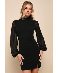 Lulus - Exceptionally Flirty Long Sleeve Backless Mini Dress - Lyst