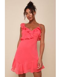 Lulus - Captivating Always Ruffled Asymmetrical Mini Dress - Lyst