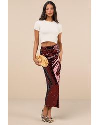Lulus - Dazzling Appearance Sequin High-Rise Midi Skirt - Lyst
