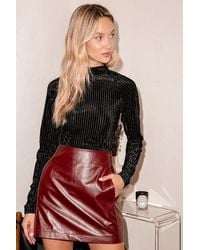 Lulus - Absolute Stunner Velvet Striped Long Sleeve Bodysuit - Lyst