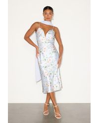 Lulus - Molena Floral Slip Midi Dress And Scarf Set - Lyst