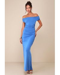 Lulus - Brilliant Elegance Off-The-Shoulder Backless Maxi Dress - Lyst