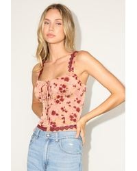 Lulus - Josetta Floral Crochet Lace Button-Front Tank Top - Lyst