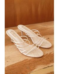 Lulus - Naomi Natural Snake Strappy Low Heel Slide Sandals - Lyst