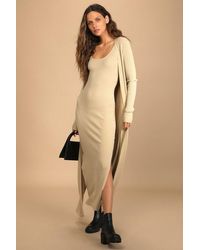 Lulus - Layer Lover Ribbed Knit Two-Piece Dress & Cardigan Set - Lyst