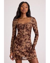 Lulus - Ardella Floral Mesh Long Sleeve Mini Dress - Lyst