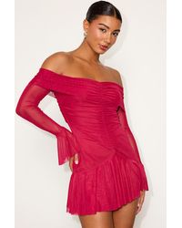 Lulus - Milith Mesh Off-The-Shoulder Mini Dress - Lyst