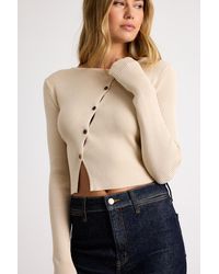 Lulus - Paxlynn Ribbed Asymmetrical Cardigan Top - Lyst