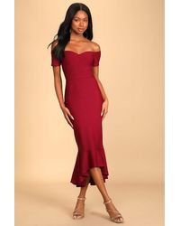 Lulus - How Much I Care Off-The-Shoulder Midi Dress - Lyst