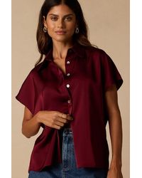 Lulus - Dena Satin Button-Up Top - Lyst