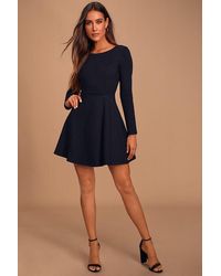 Lulus - Forever Chic Long Sleeve Dress - Lyst
